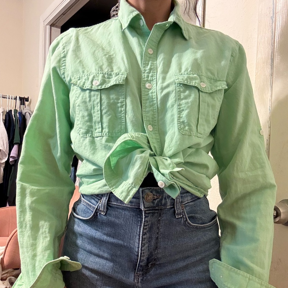 Express Mint Green Button Down Shirt